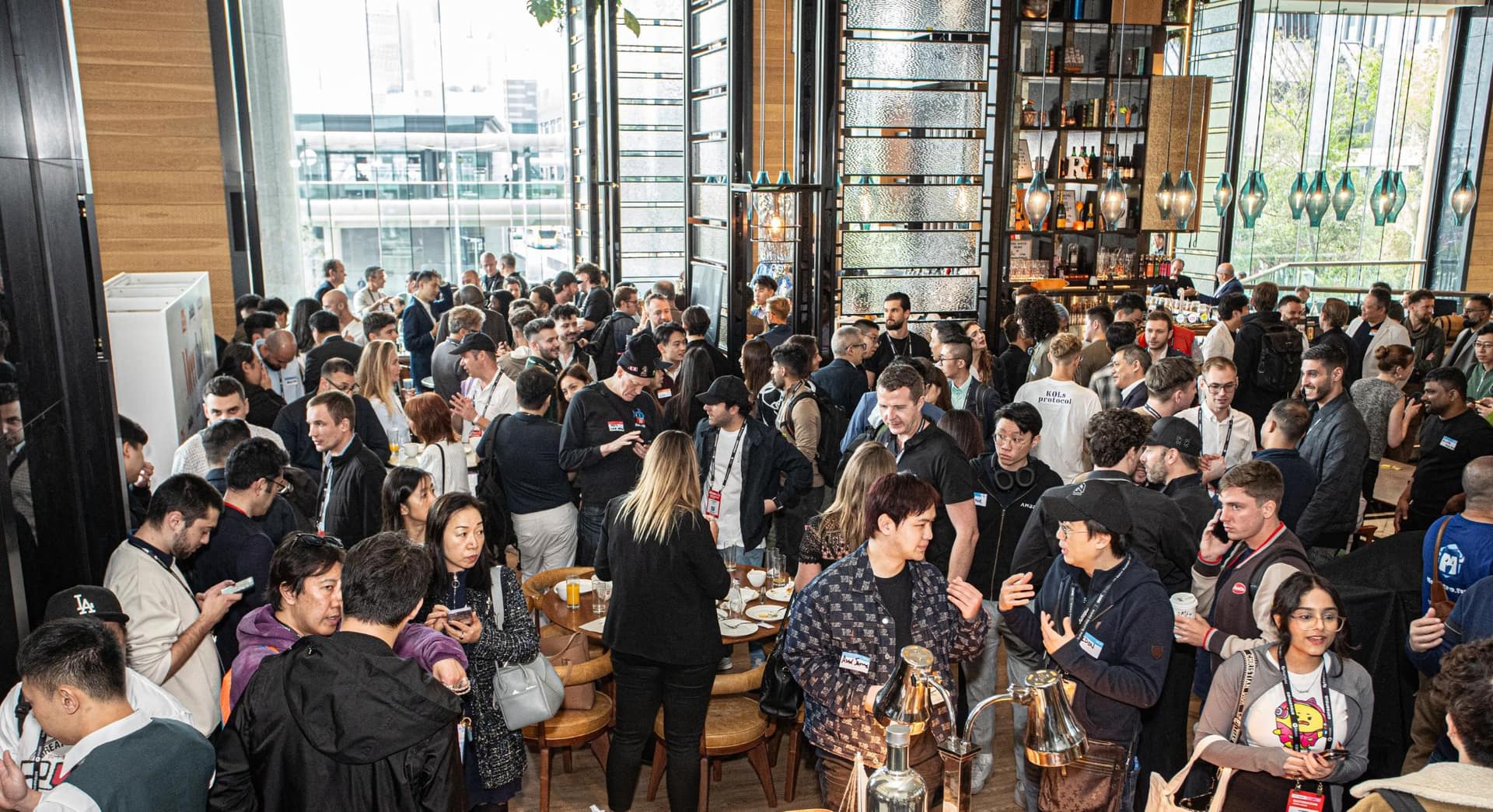 Founders, investors and executives networking during the day